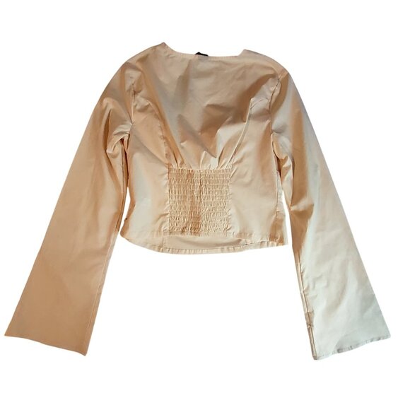 Wild Fable Womens Light Pink Long Sleeve Crop Top With Drawstring Detail Size M - Picture 2 of 11